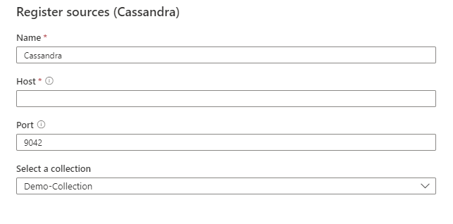 显示“注册源（Cassandra）”屏幕的屏幕截图。