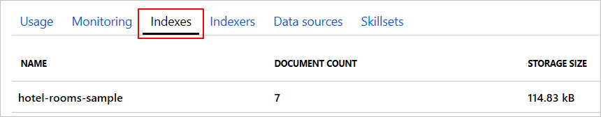 Azure AI 搜索索引列表