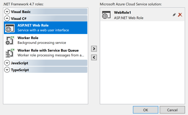 选择“Web 角色”