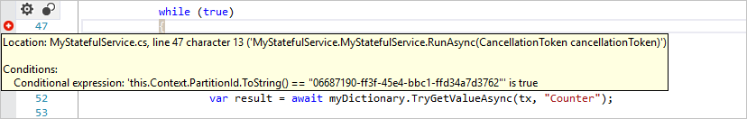 Conditional breakpoint