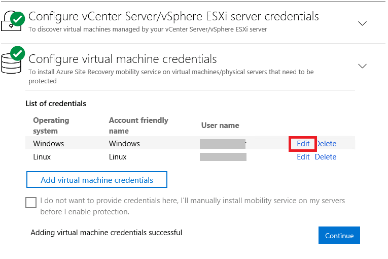 Modify Mobility Service credentials