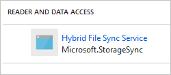 显示在存储帐户上被分配了“读者和数据访问”角色的 Microsoft.StorageSync 服务主体的图像。