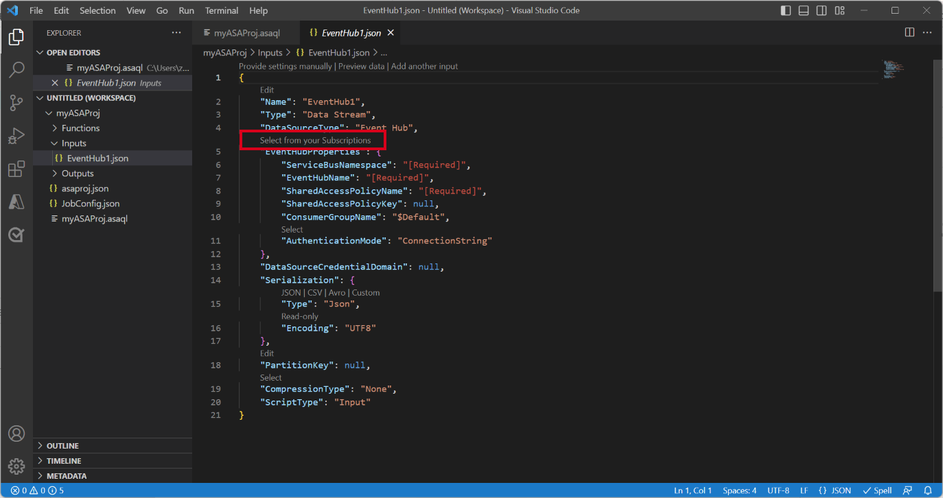 显示输入 JSON 文件的 VS Code 扩展屏幕截图。