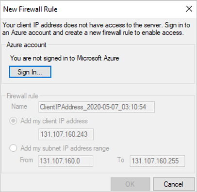 New firewall rule window