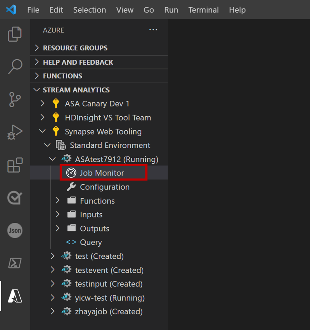 打开作业监视器的 VS Code 扩展的屏幕截图。