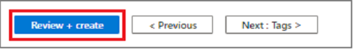 Azure 门户的屏幕截图。选择“审阅 + 创建”。