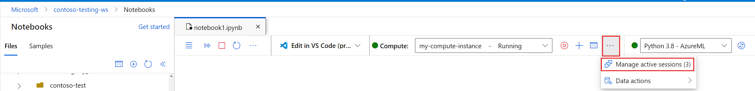 工具栏中笔记本会话按钮的屏幕截图。