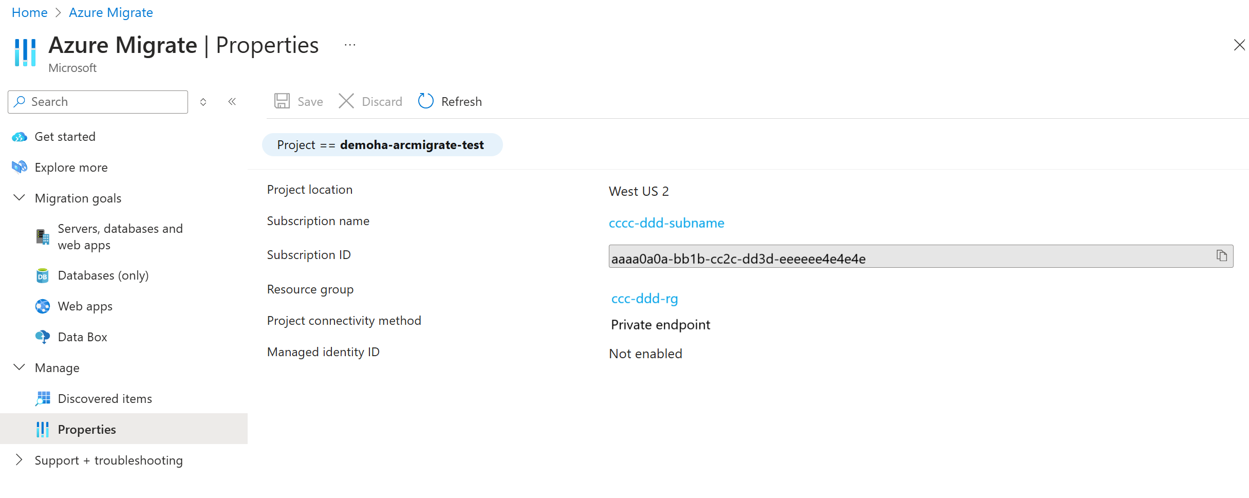 “Azure Migrate 和服务器迁移”工具属性