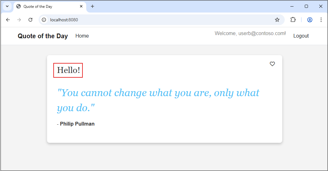 Gin Web 应用的屏幕截图，其中显示了给用户的简单消息。