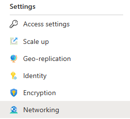 应用配置资源的 Azure 门户侧窗格的屏幕截图。在“设置”下，突出显示了“网络”。