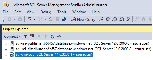 显示如何测试与 SQL 托管实例的连接的屏幕截图。