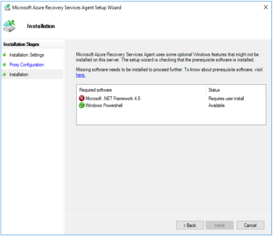 屏幕截图显示了配置 MARS 代理所需的先决条件。