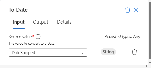 屏幕截图显示了名为“To Date”的函数的“输入”选项卡。