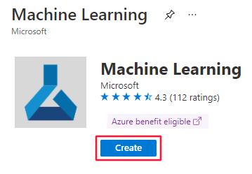 Azure Machine Learning 创建页面的截图。
