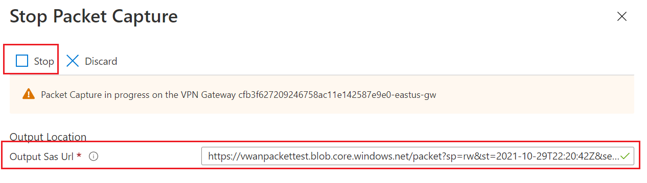 Graphic showing where to paste the Output Sas Url.