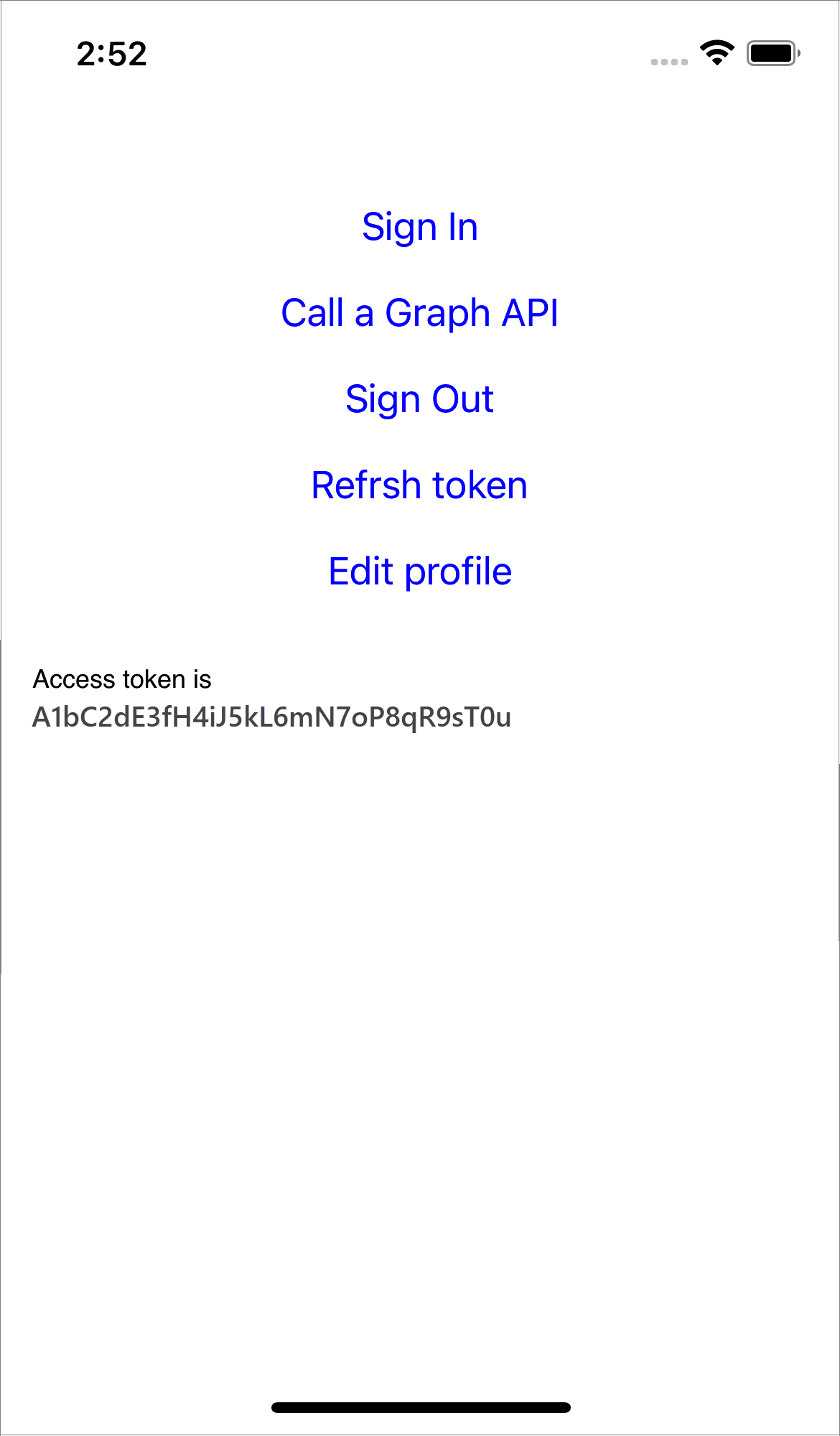 突出显示 Azure AD B2C 访问令牌和用户 ID 的屏幕截图。