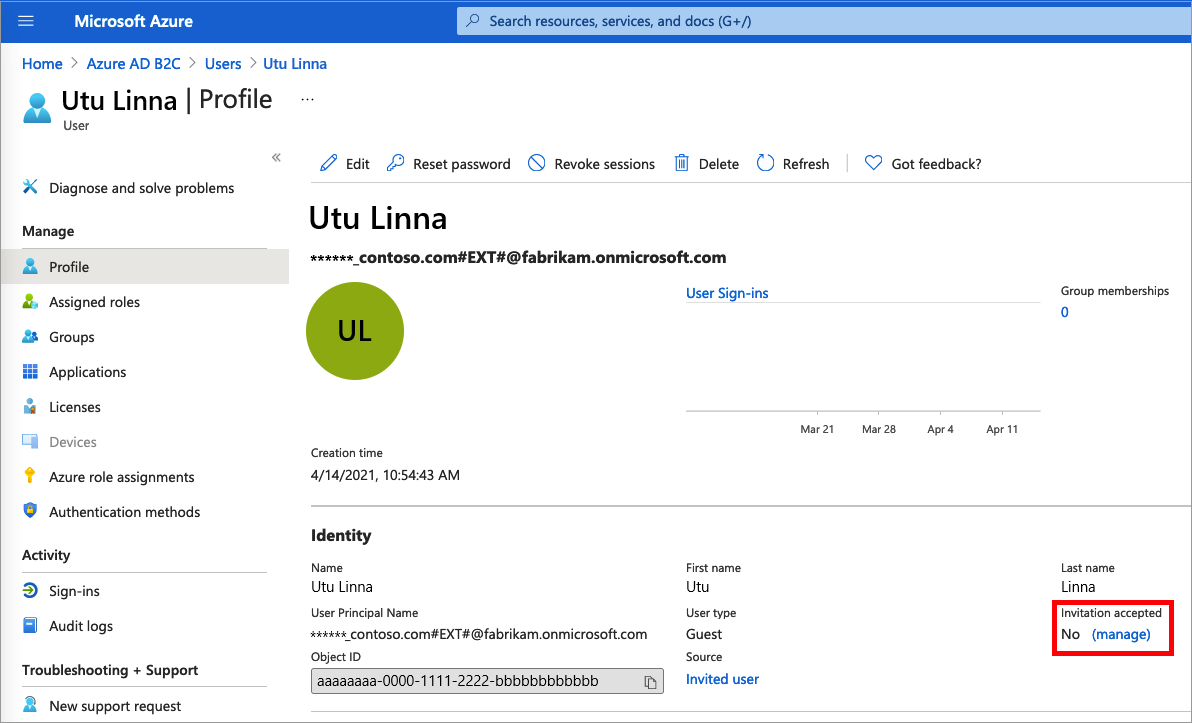屏幕截图显示如何重新发送来宾帐户邀请电子邮件。