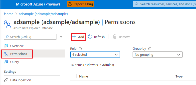 显示 Kusto 托管身份的屏幕截图。