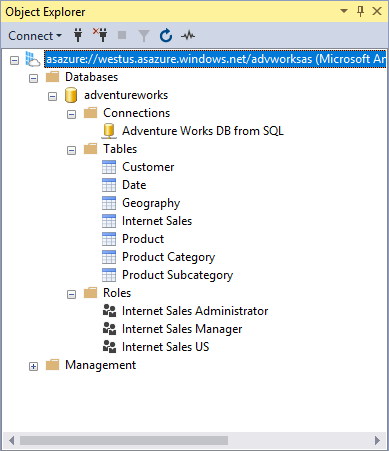 SSMS 中的对象资源管理器