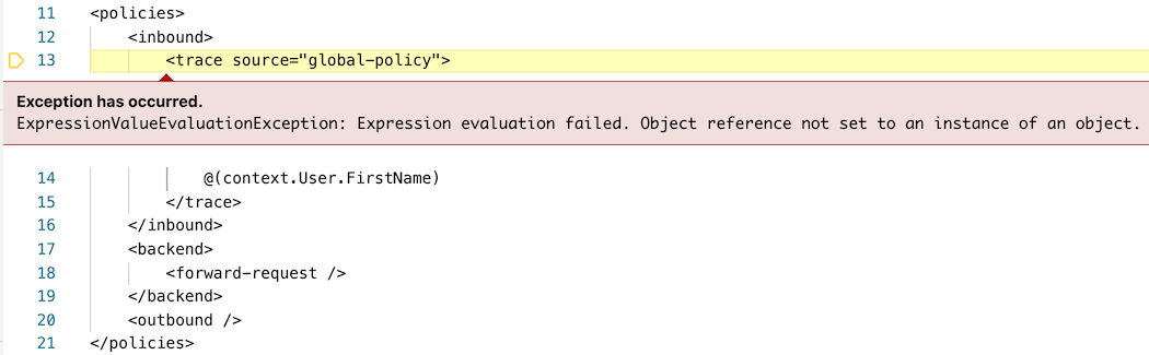 Visual Studio Code 中策略异常的屏幕截图。