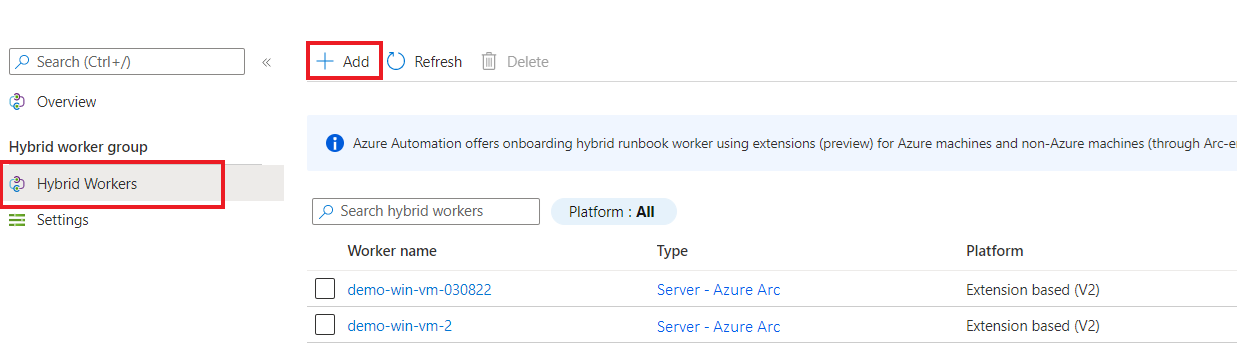 显示用于将计算机添加到现有组的“添加”按钮的屏幕截图。