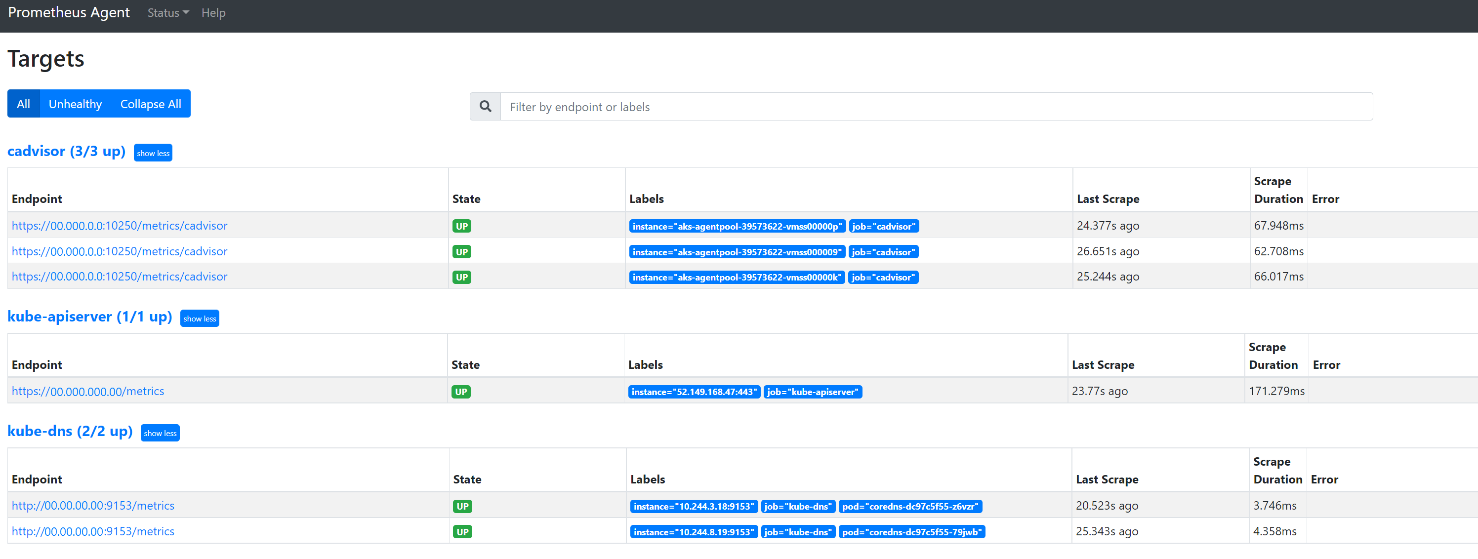 显示目标的屏幕截图。