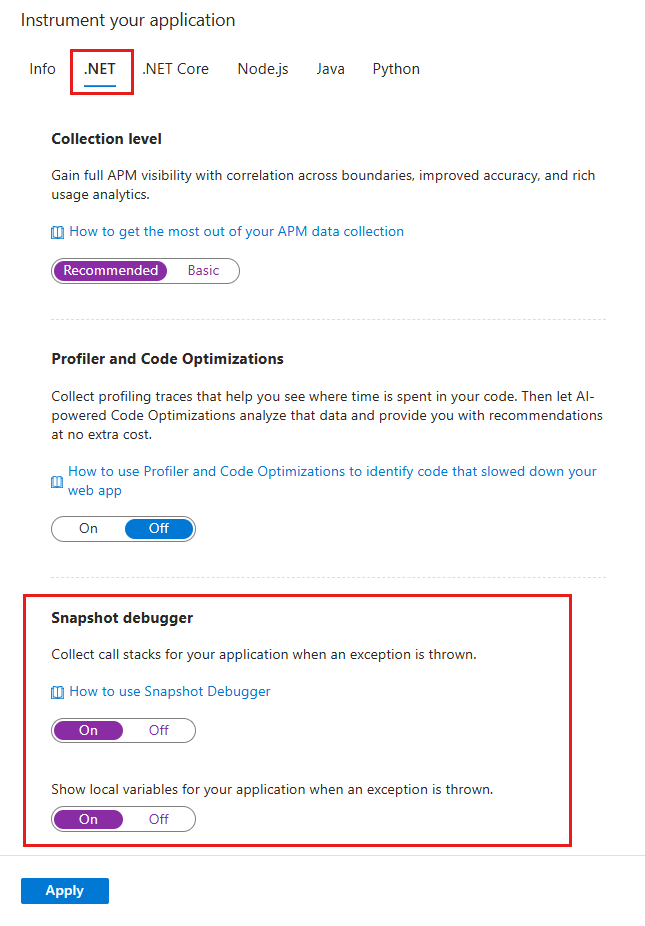 显示了如何添加 Application Insights 站点扩展的屏幕截图。