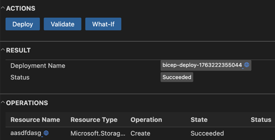 Visual Studio Code 中部署窗格的截屏。