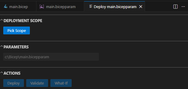Visual Studio Code 中初始部署窗格的截图。