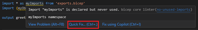 屏幕截图显示如何将快速修复用于 no-unused-variables Linter 规则。