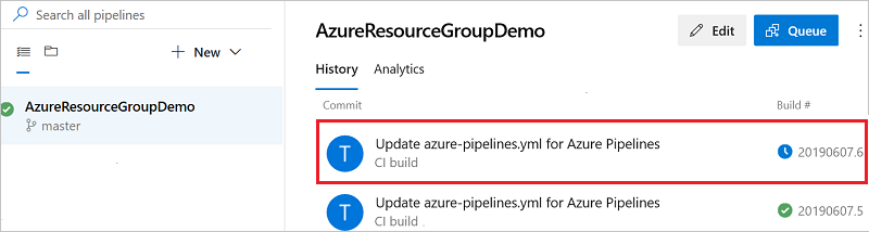 Azure DevOps 中管道结果视图的屏幕截图