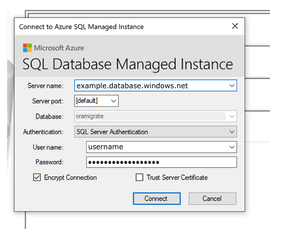 此屏幕截图显示连接到 SQL 数据库的步骤。