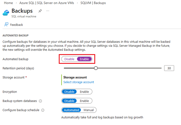 门户中现有虚拟机的自动备份的屏幕截图。