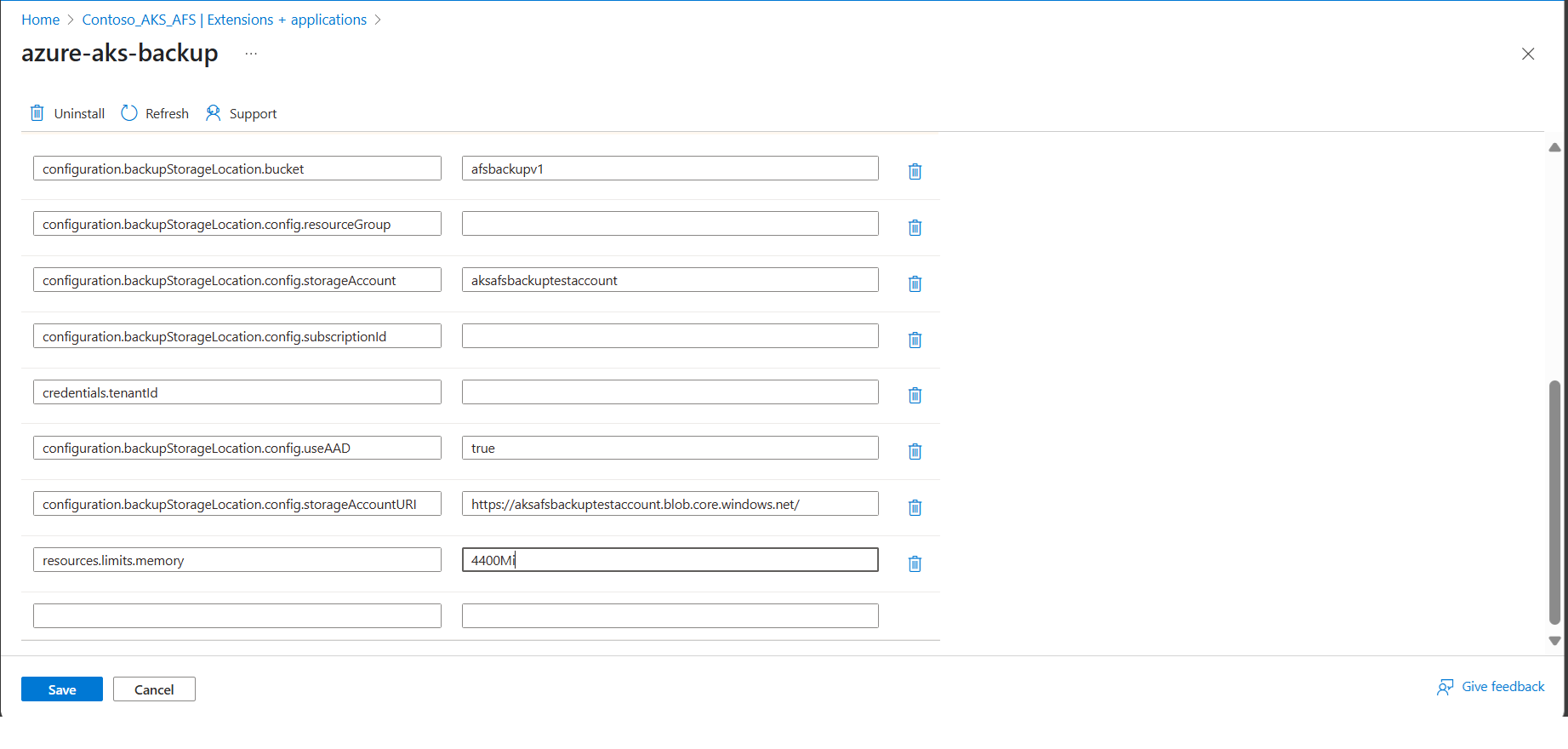 屏幕截图显示如何在配置设置下添加值。
