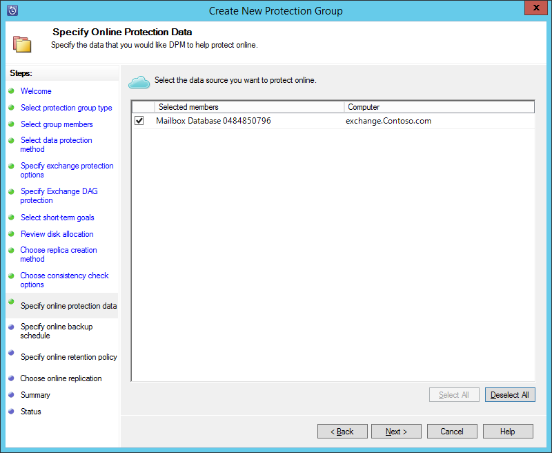 指定在线保护数据