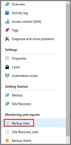 显示选择备份作业的屏幕截图。