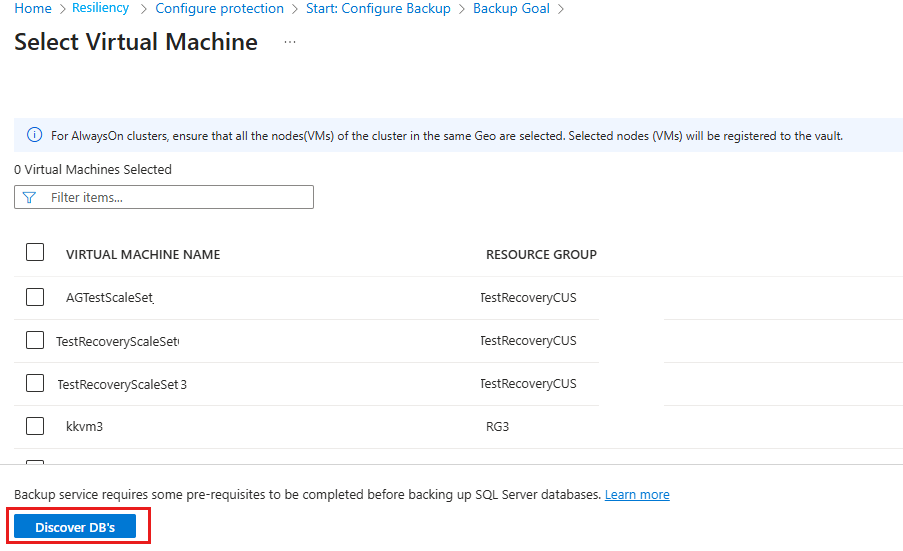 在虚拟机中搜索数据库时，备份挂起