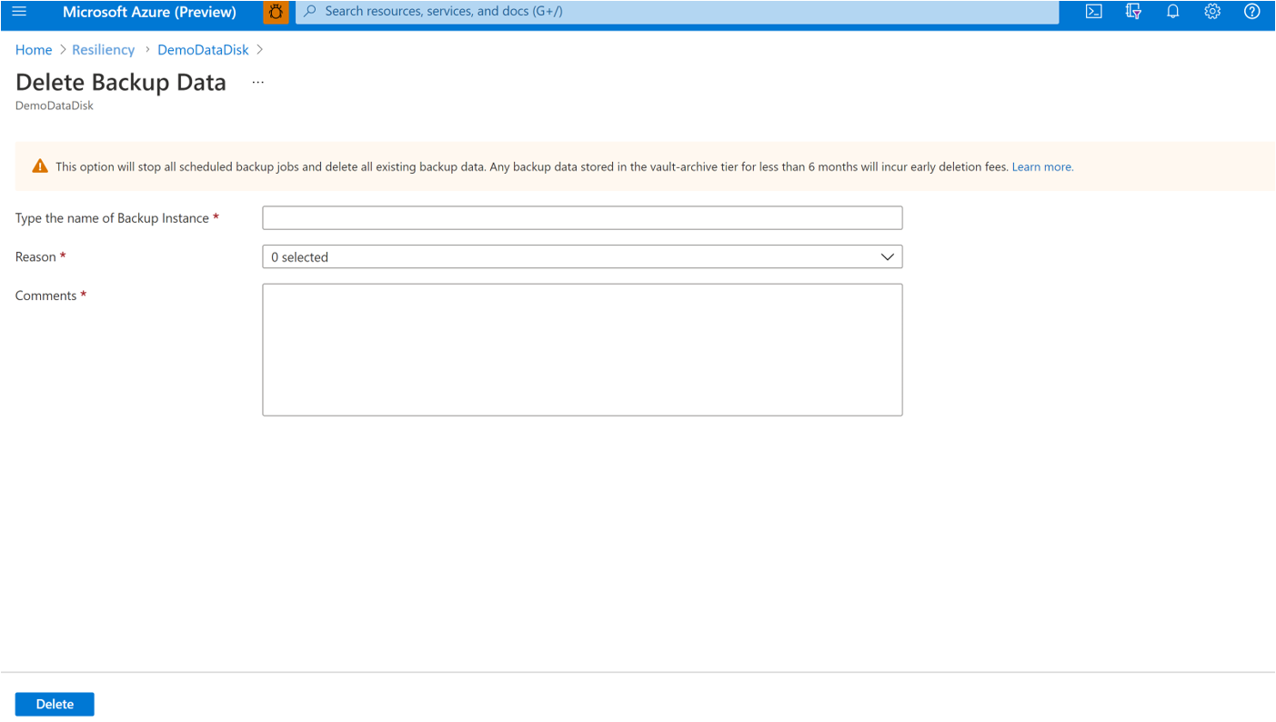 截图显示确认删除备份实例。