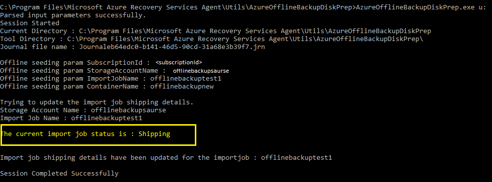 屏幕截图显示如何检查导入作业状态。