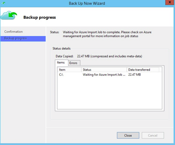 屏幕截图显示备份进度。