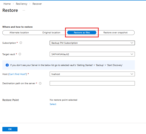 显示如何选择目标路径的屏幕截图。