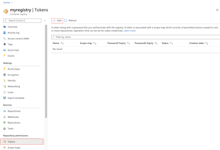 在门户中创建令牌的屏幕截图。