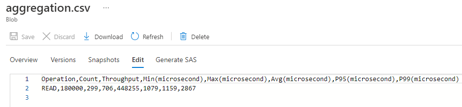 聚合结果 Blob 内容的屏幕截图。