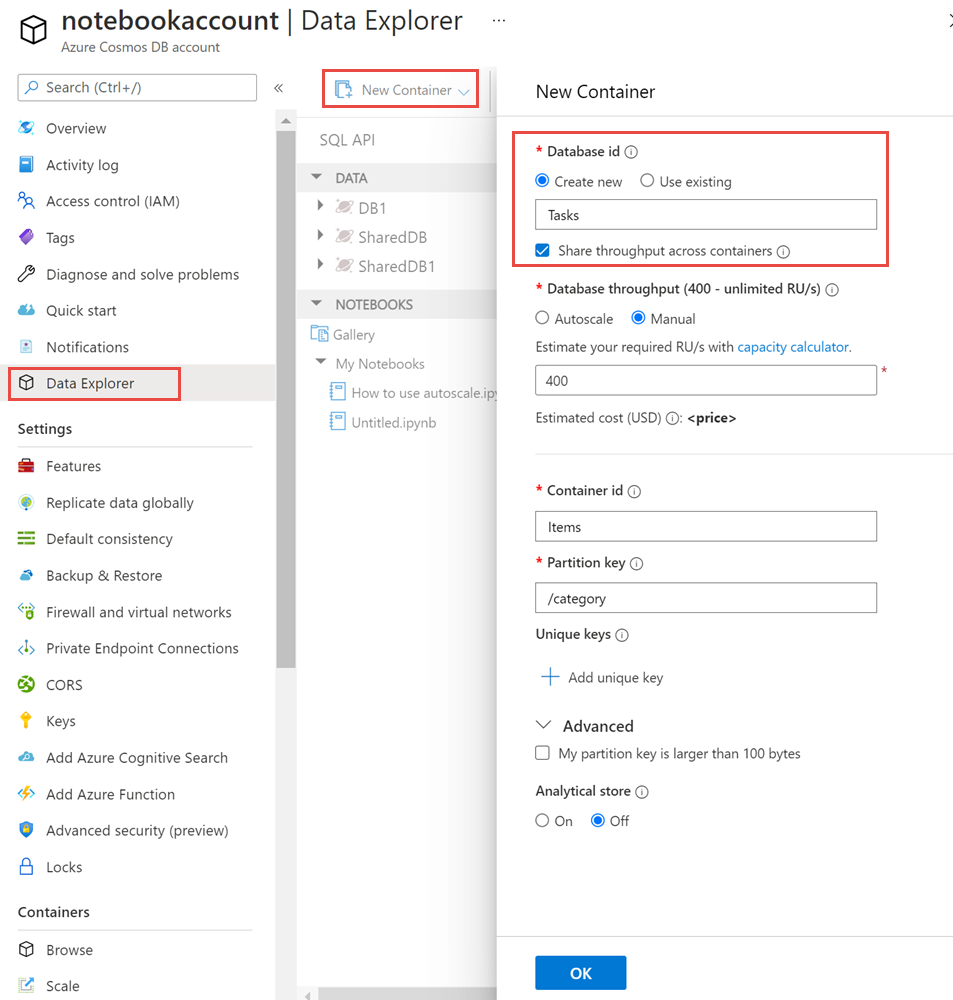 “新建数据库”对话框的屏幕截图