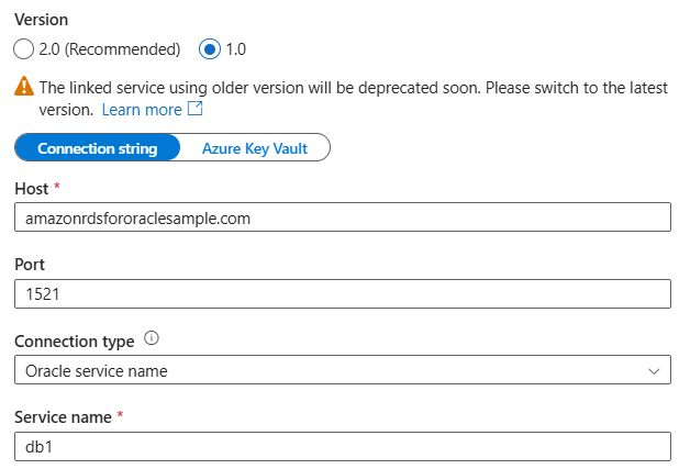 版本 1.0 链接服务的屏幕截图。
