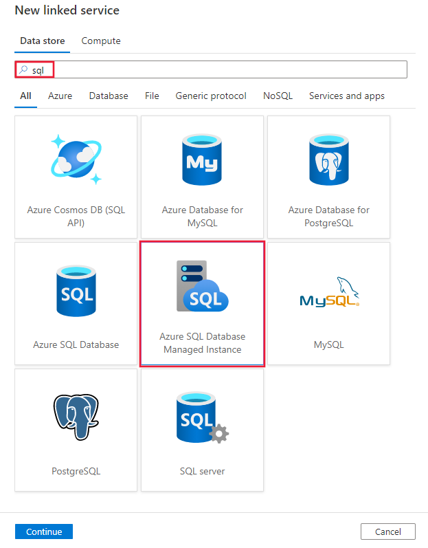 Azure SQL Server 托管实例连接器的截图。