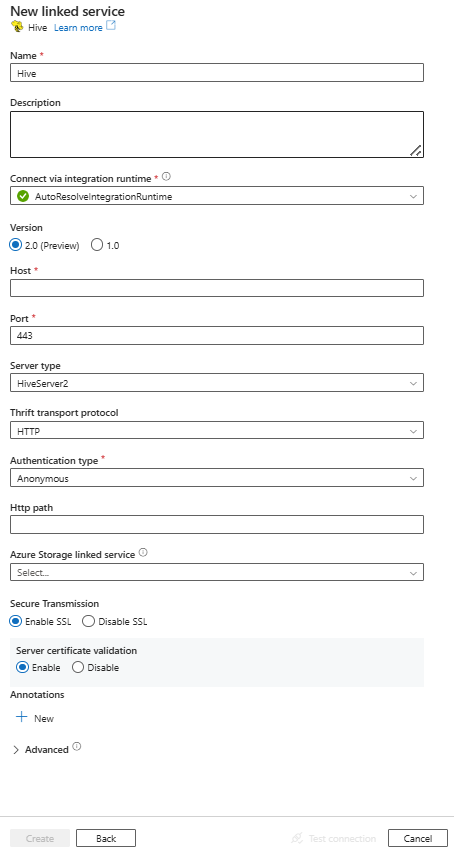 配置到 Hive 的链接服务。