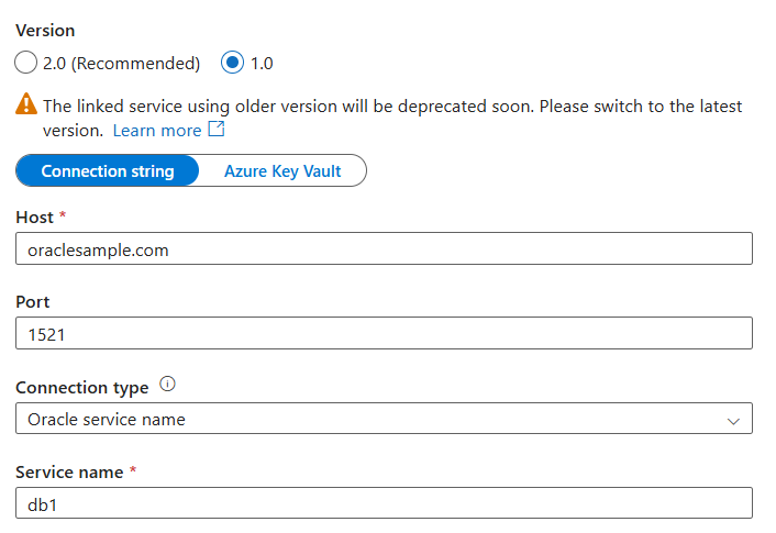 版本 1.0 链接服务的屏幕截图。