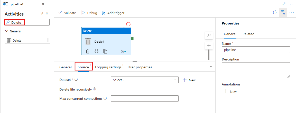 显示删除操作的用户界面 (UI)。