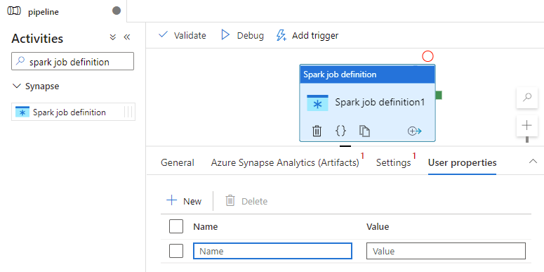 显示 Spark 作业定义活动属性 UI 的屏幕截图。